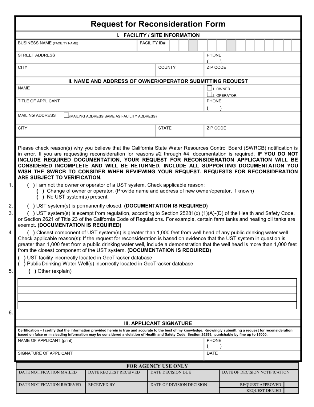 Unified Program Consolidated Form