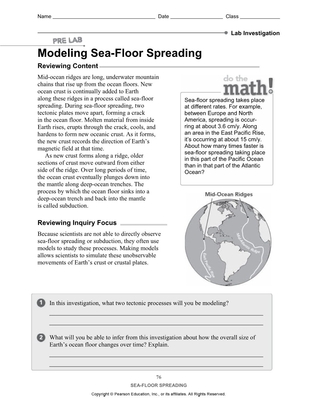 Modeling Sea-Floor Spreading