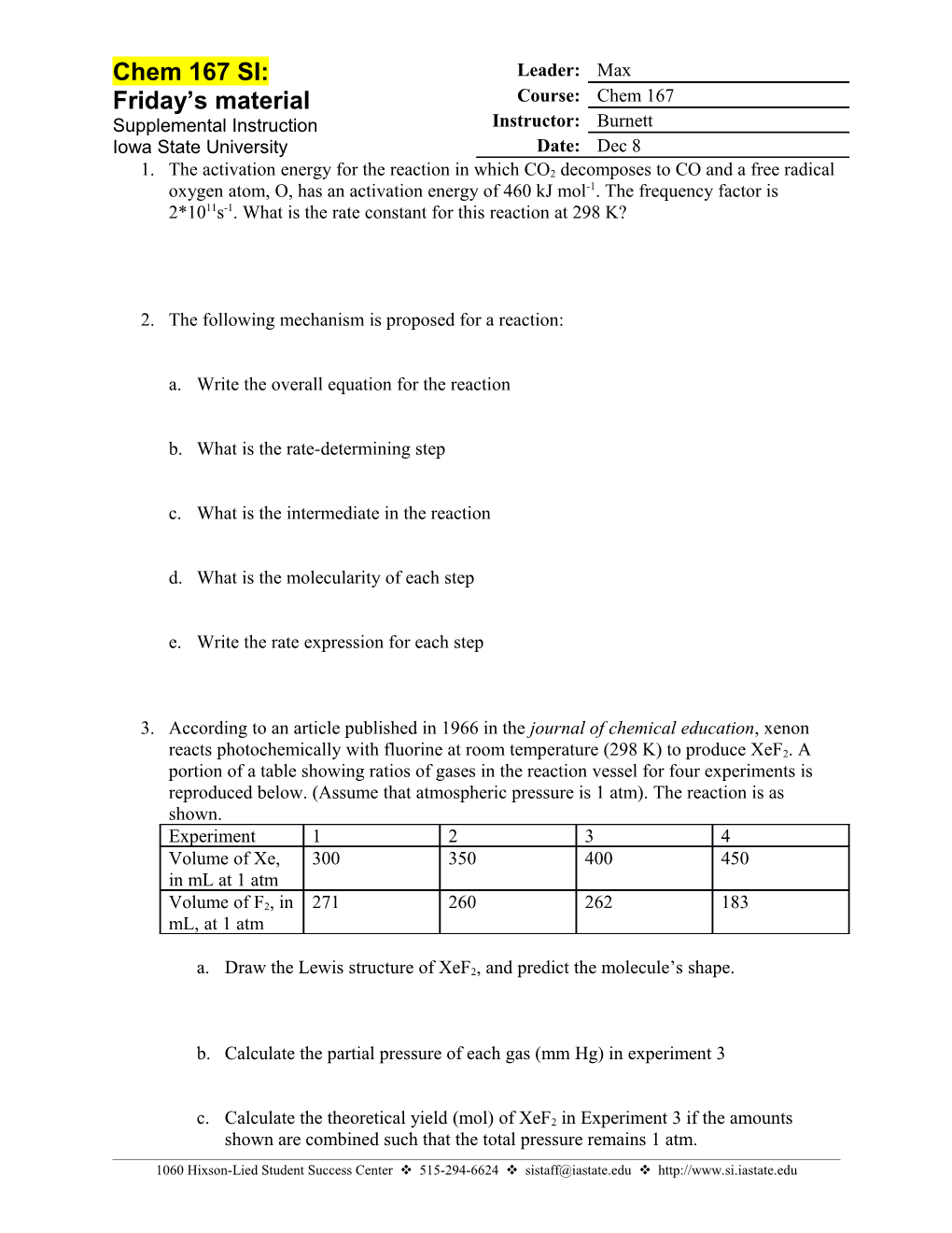 2. the Following Mechanism Is Proposed for a Reaction