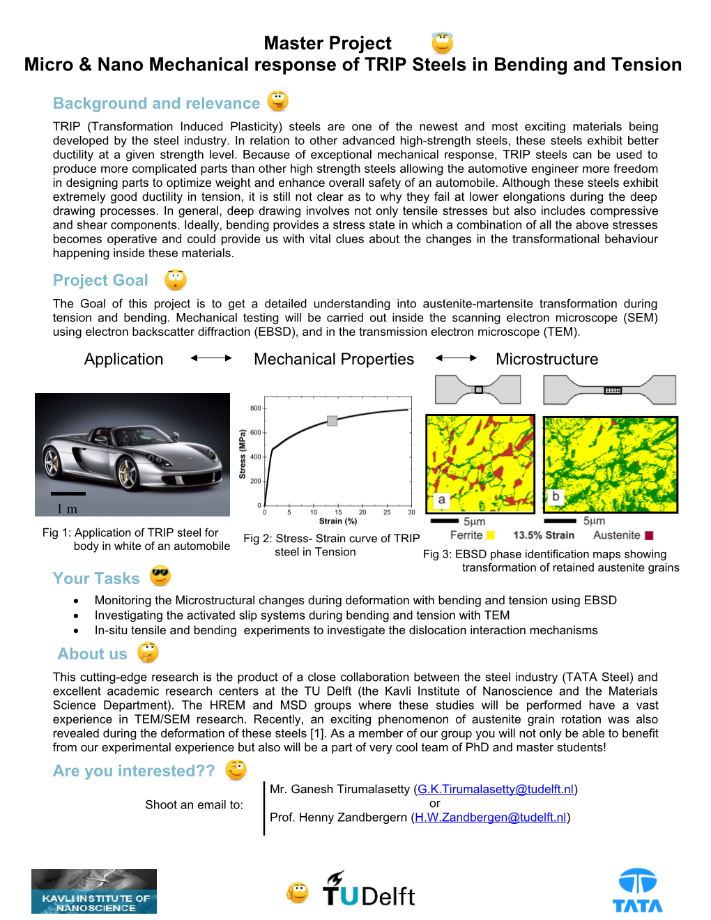 Micro & Nano Mechanical Response of TRIP Steels in Bending and Tension