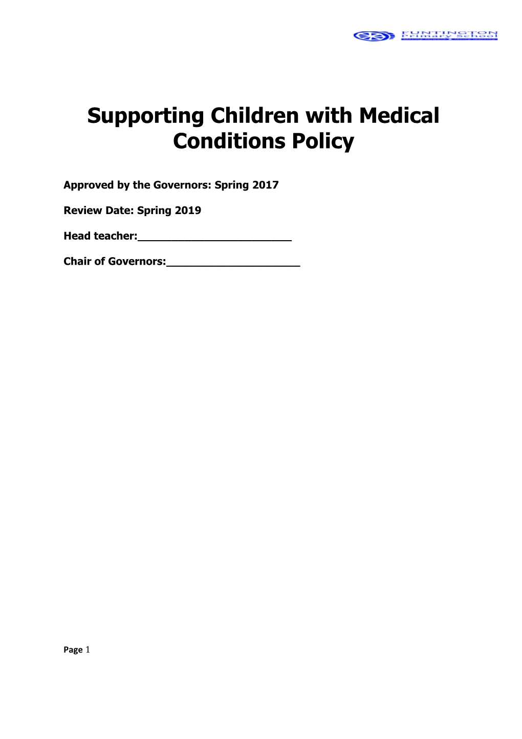 Supporting Children with Medical Conditions Policy