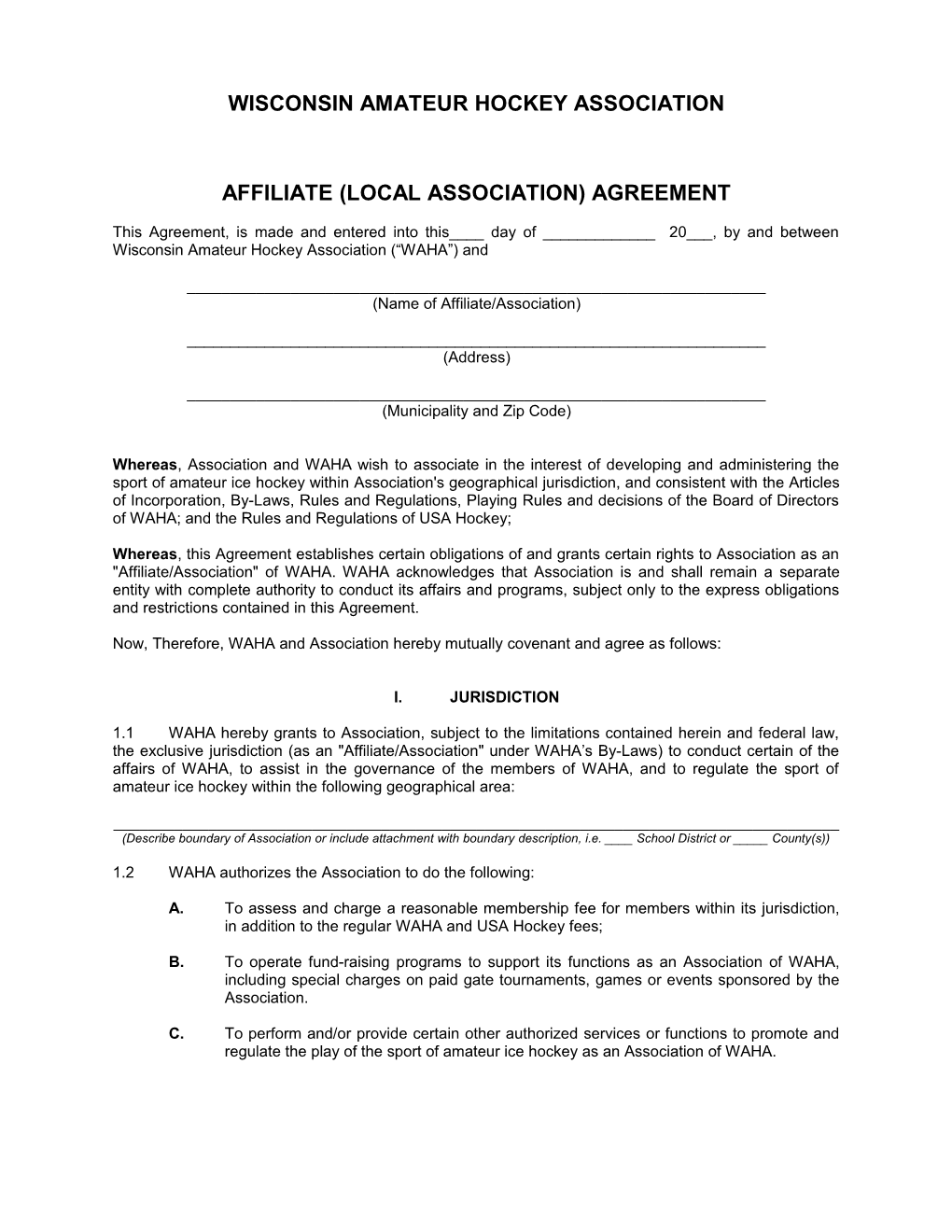 Affiliate (Local Association) Agreement with New Core Values (W0844617;1)
