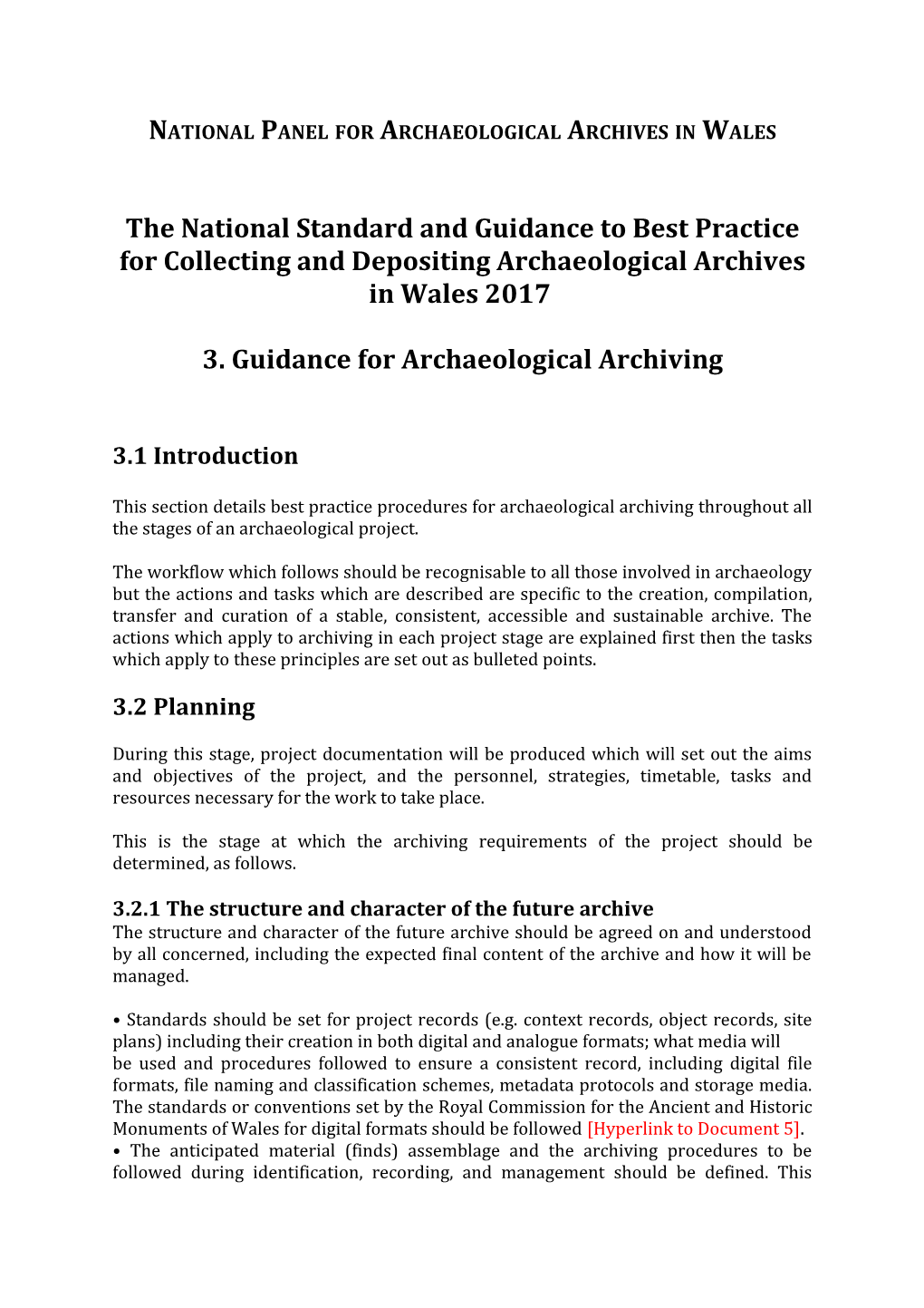 National Panel for Archaeological Archives in Wales