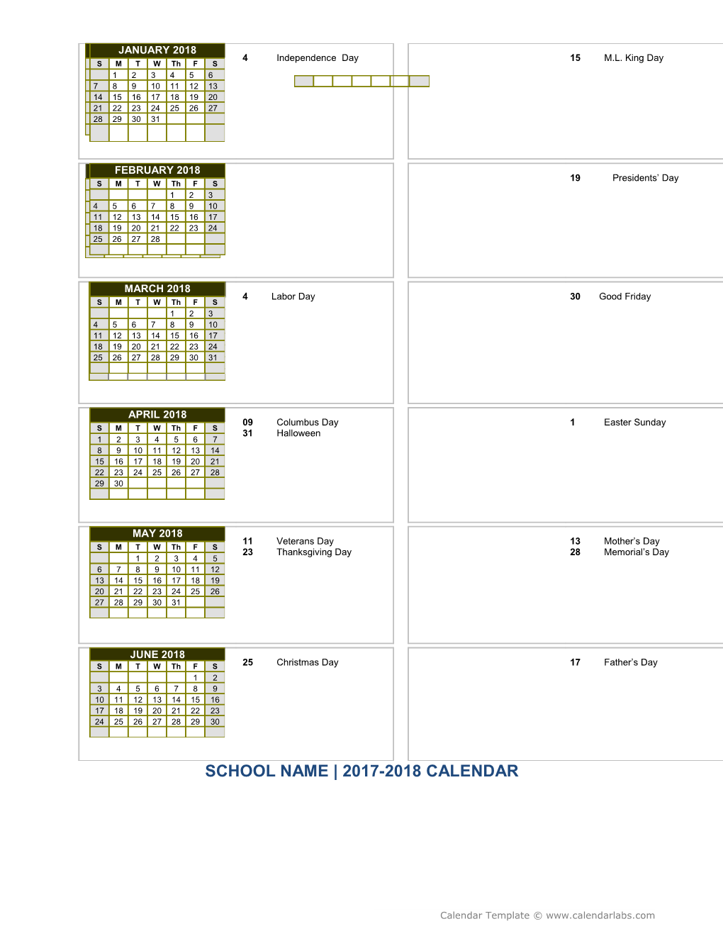 2017-18 Yearly School Calendar - Calendarlabs.Com s3