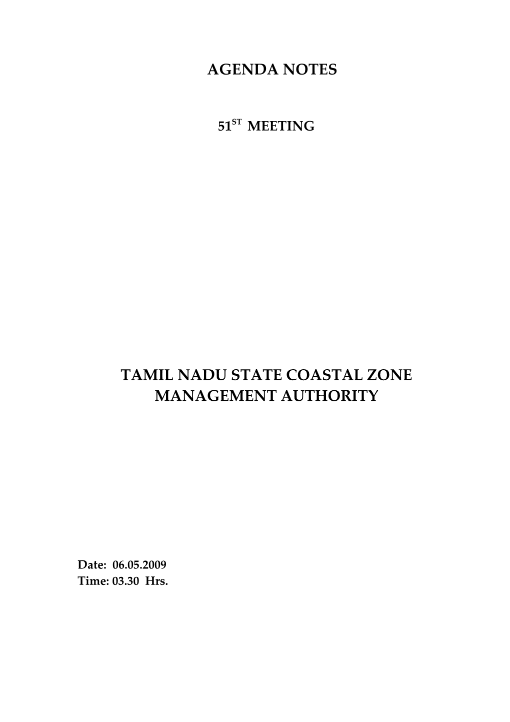 Minutes of the 49Th Meeting of the Tamil Nadu State Coastal Zone Management Authority Held on 12