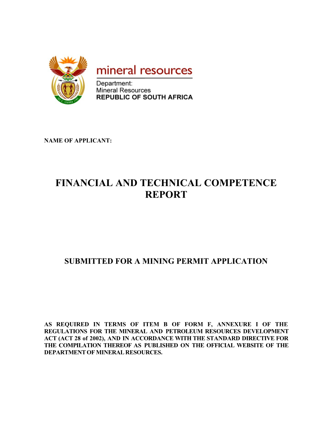 Application For A Mining Permit