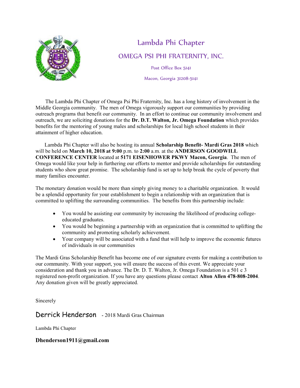 The Lambda Phi Chapter of Omega Psi Phi Fraternity, Inc. Has a Long History of Involvement