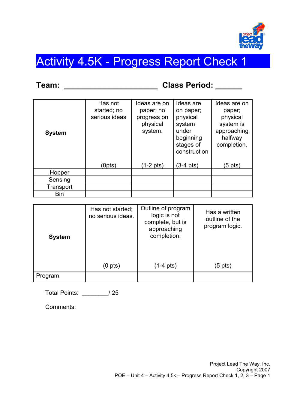 Activity 4.5K - Progress Report Check 1,2,3