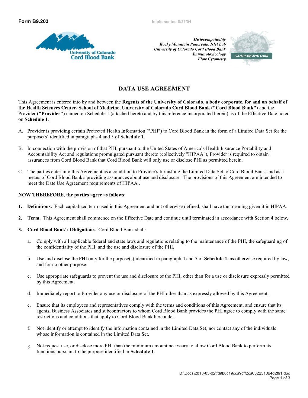 Data Use Agreement s1