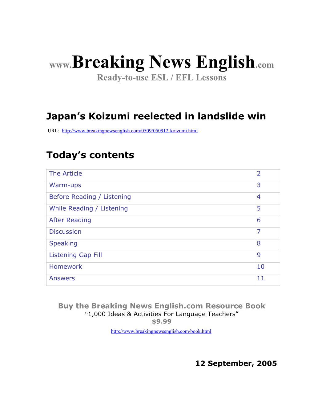 Japan S Koizumi Reelected in Landslide Win
