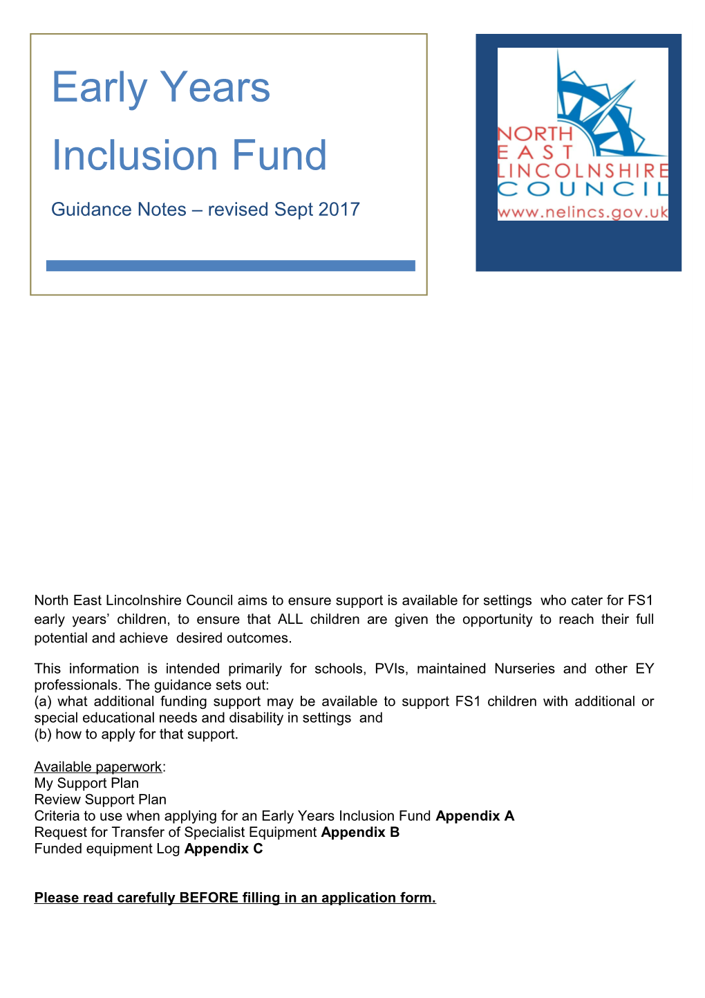 Early Years Inclusion Fund