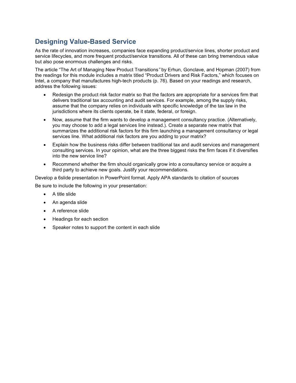 Designing Value-Based Service