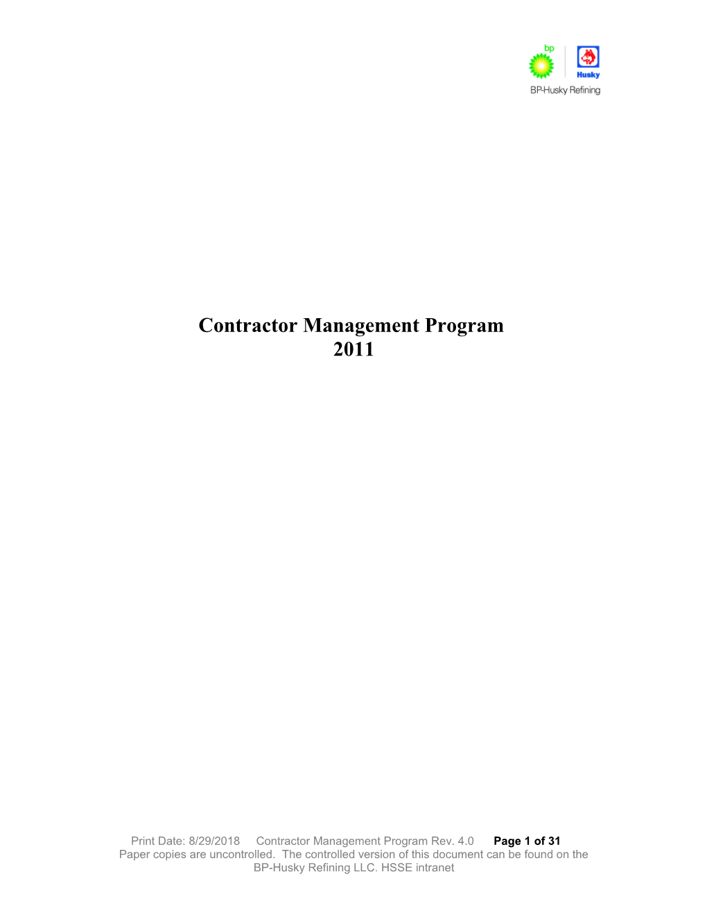 Contractor Management Program 2011