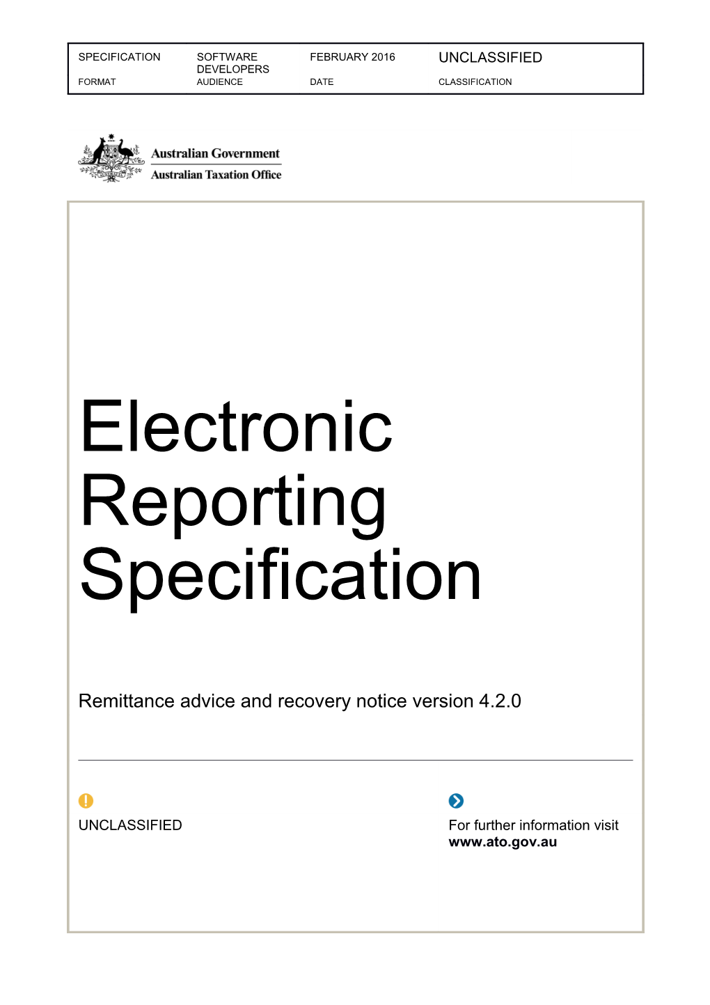 Electronic Reporting Specification Remittance Advice and Recovery Notice