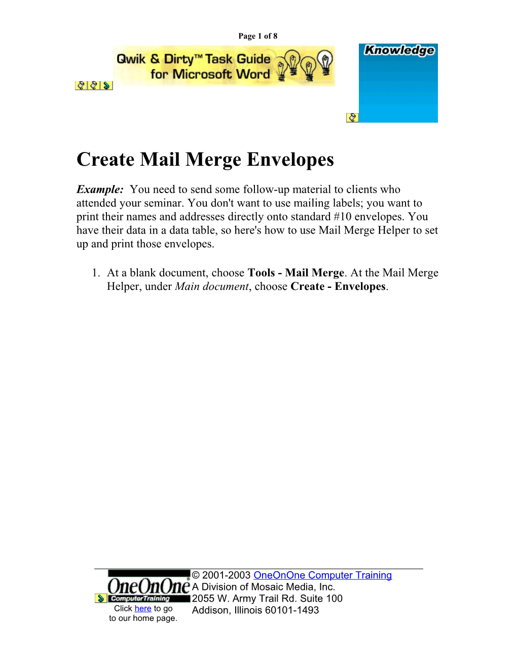 Create Mail Merge Envelopes