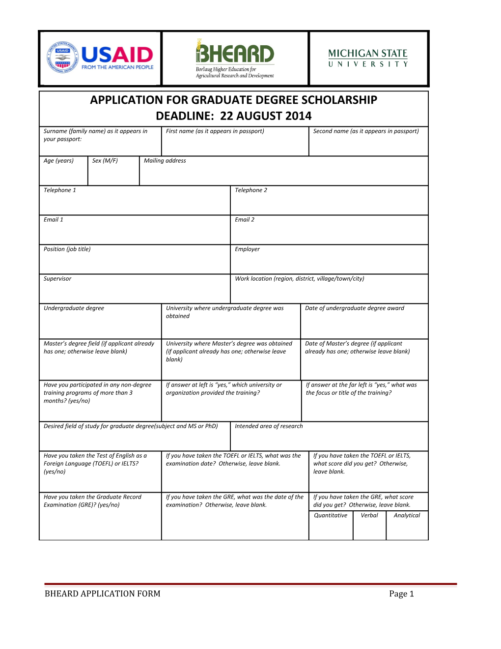 Checklist for Submitting Applications