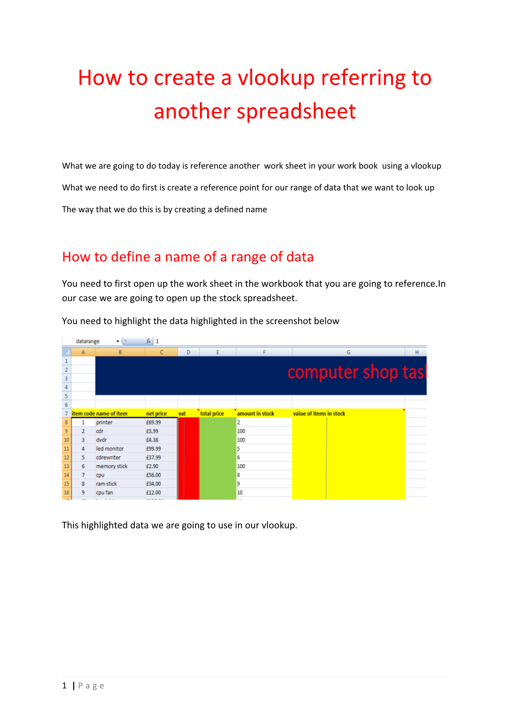 How to Create a Vlookup Referring to Another Spreadsheet