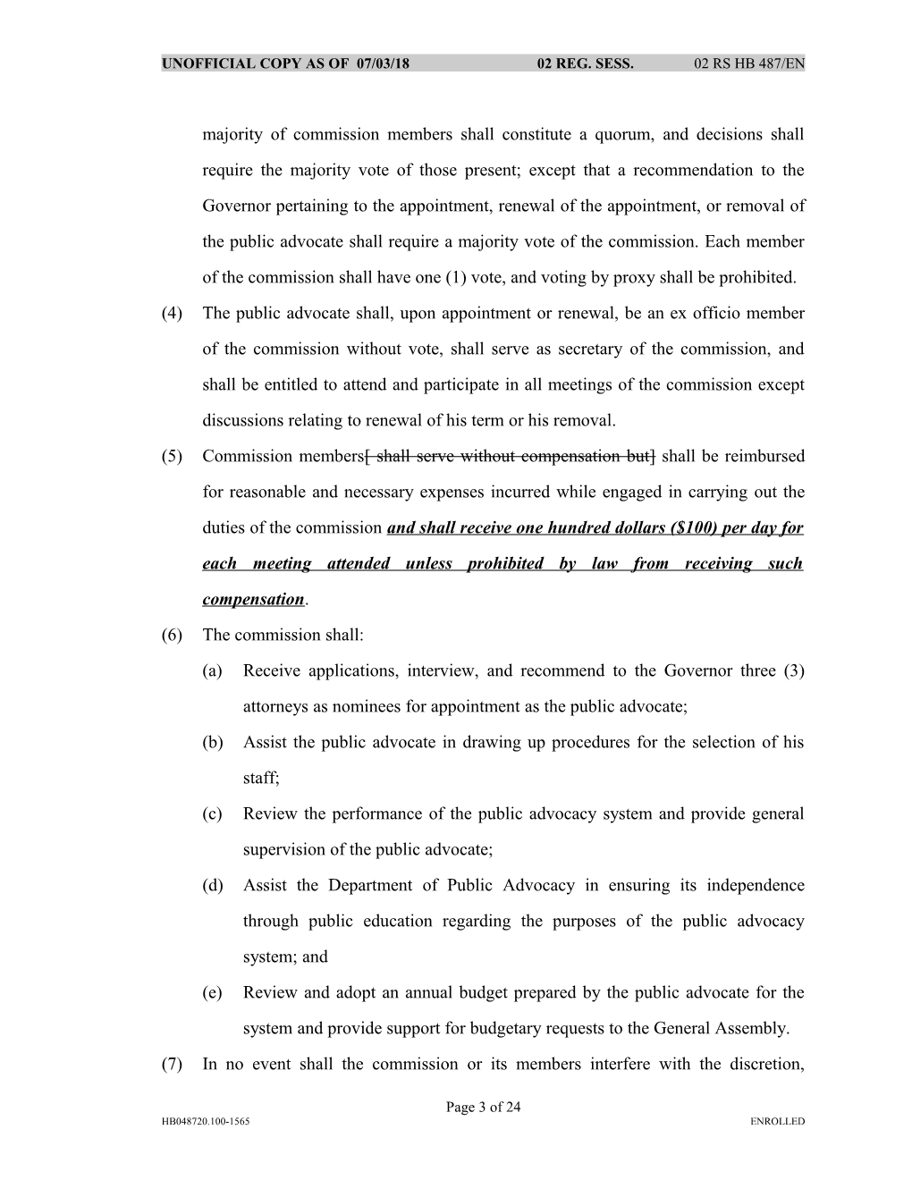 AN ACT Relating to the Department of Public Advocacy