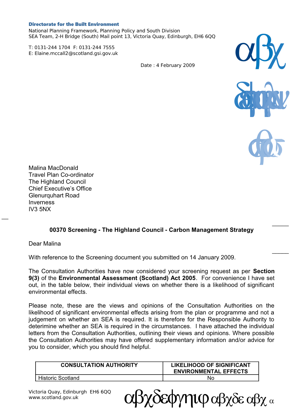 00370 Screening - the Highland Council - Carbon Management Strategy