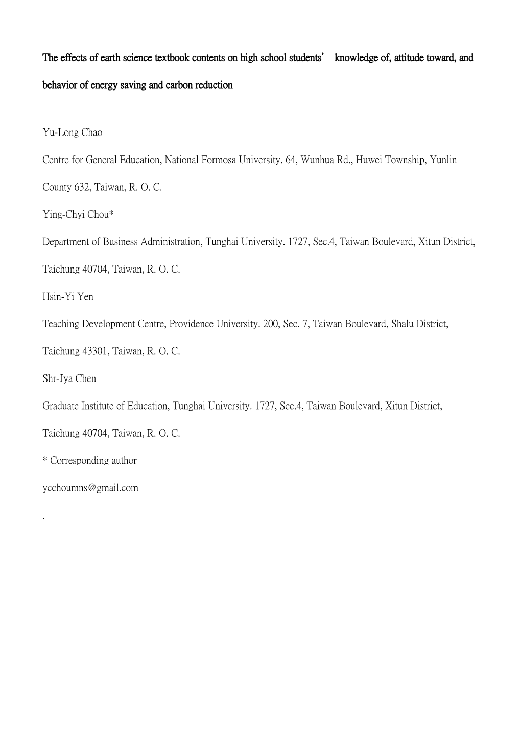 The Effects of Earth Science Textbook Contents on High School Students Knowledge Of, Attitude