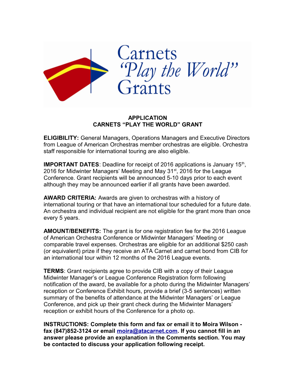 Carnets Play the World Grant