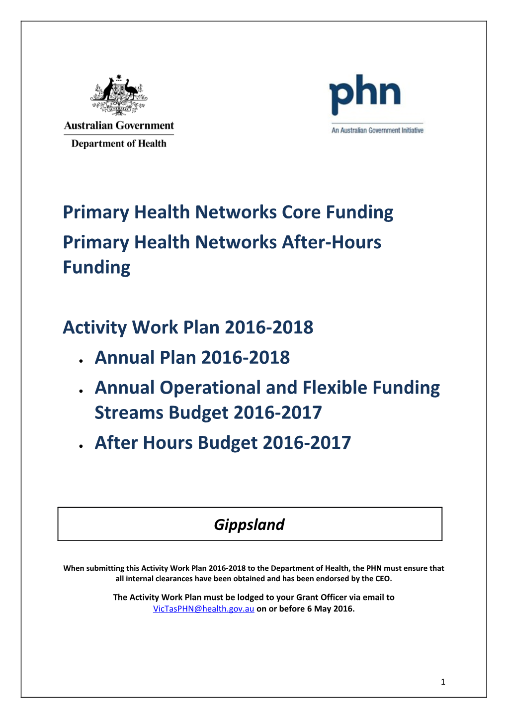 Primary Health Networks Core Funding