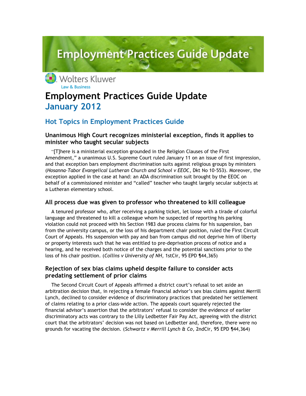 Employment Practices Guide Update