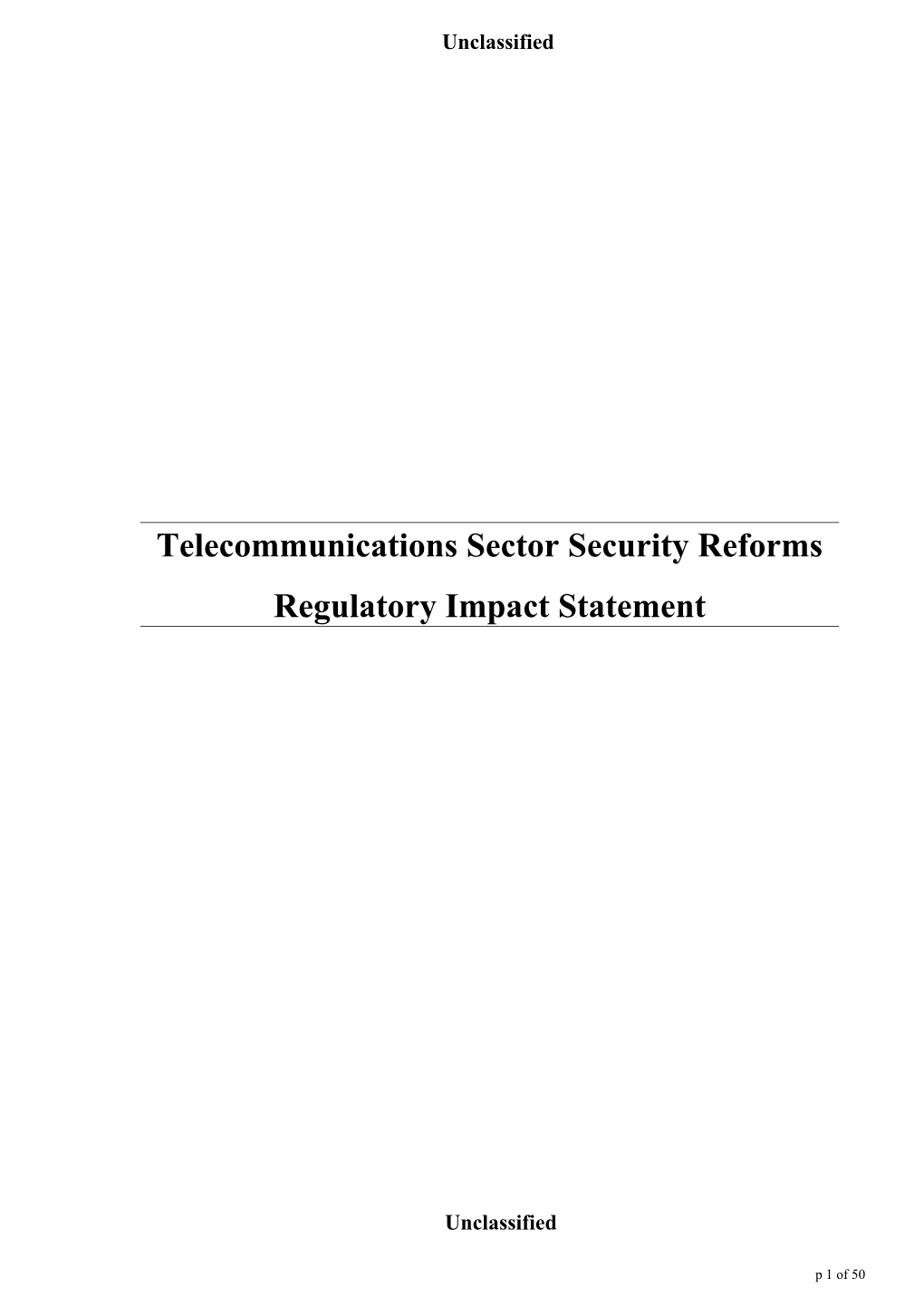 Telecommunications Sector Security Reforms