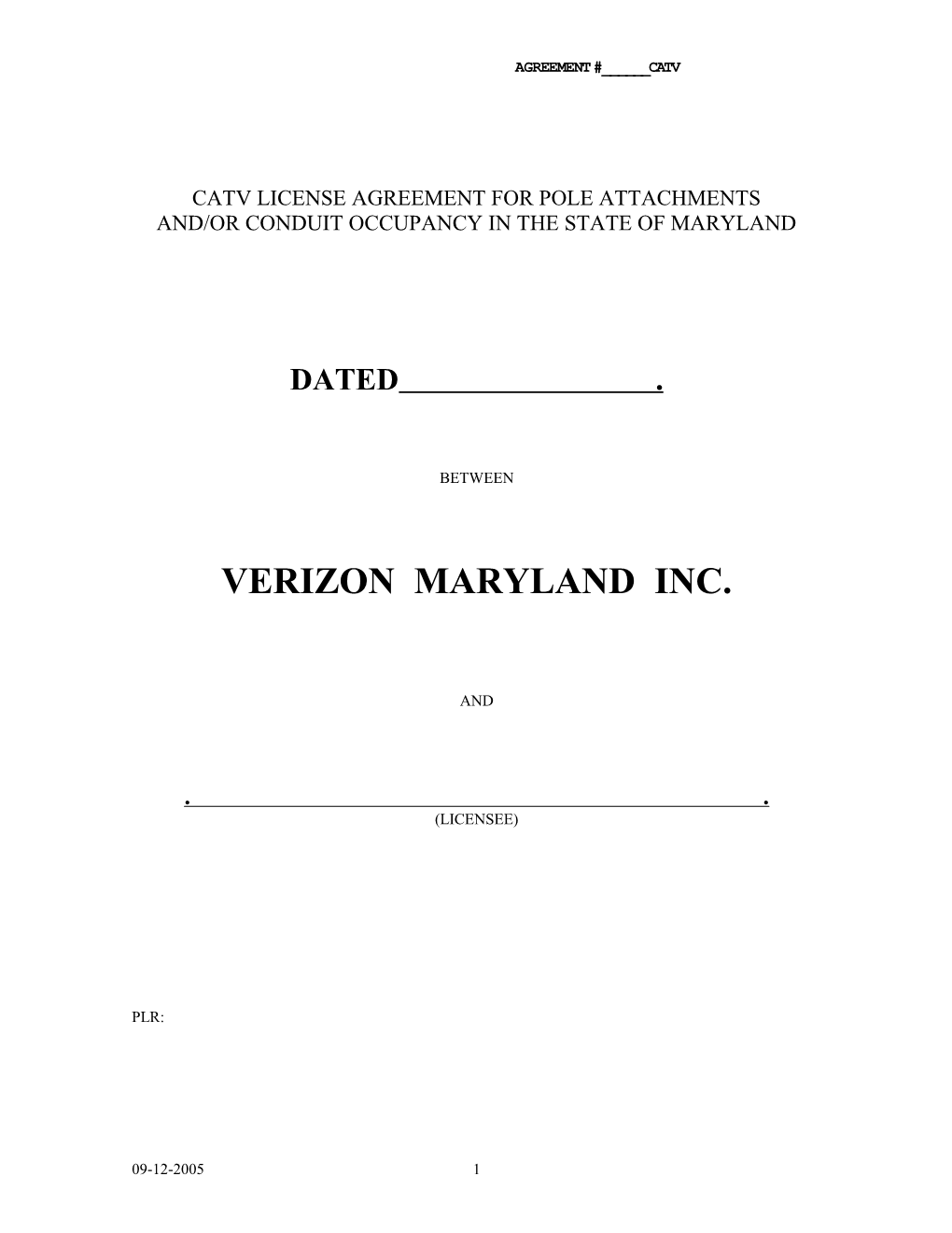 Catv License Agreement for Pole Attachments