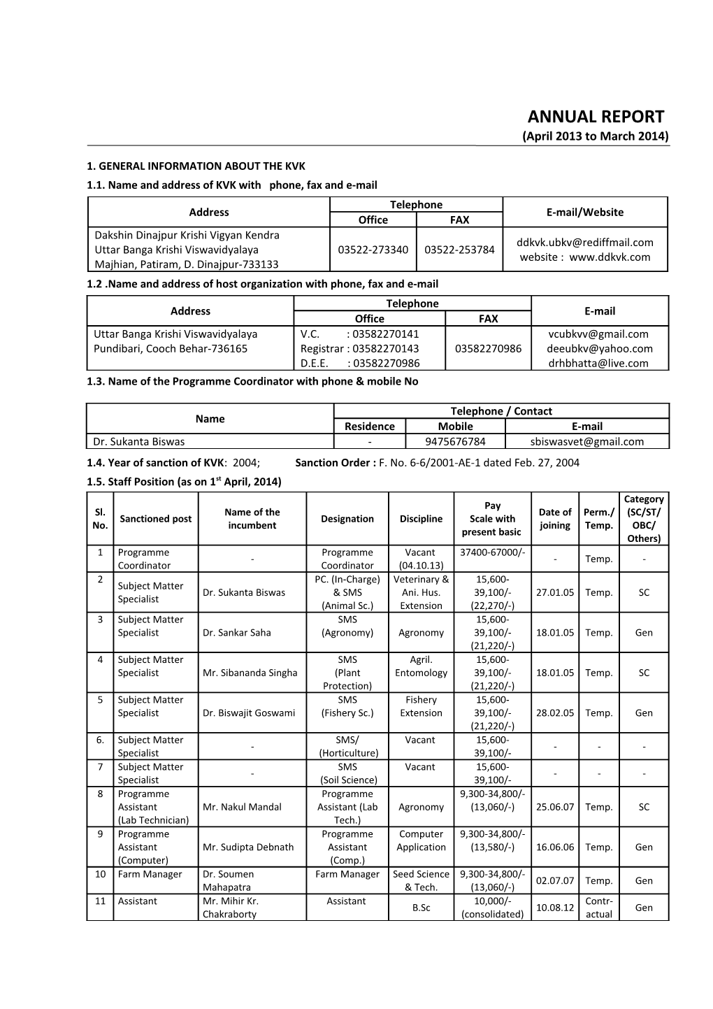 Revised Proforma for Annual Report