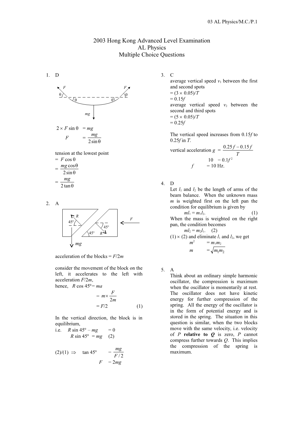 2003 Hong Kong Advanced Level Examination