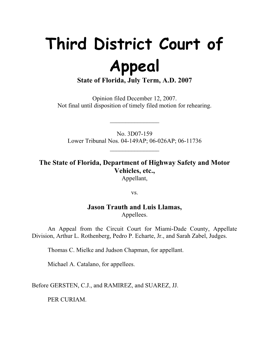Third District Court of Appeal s1