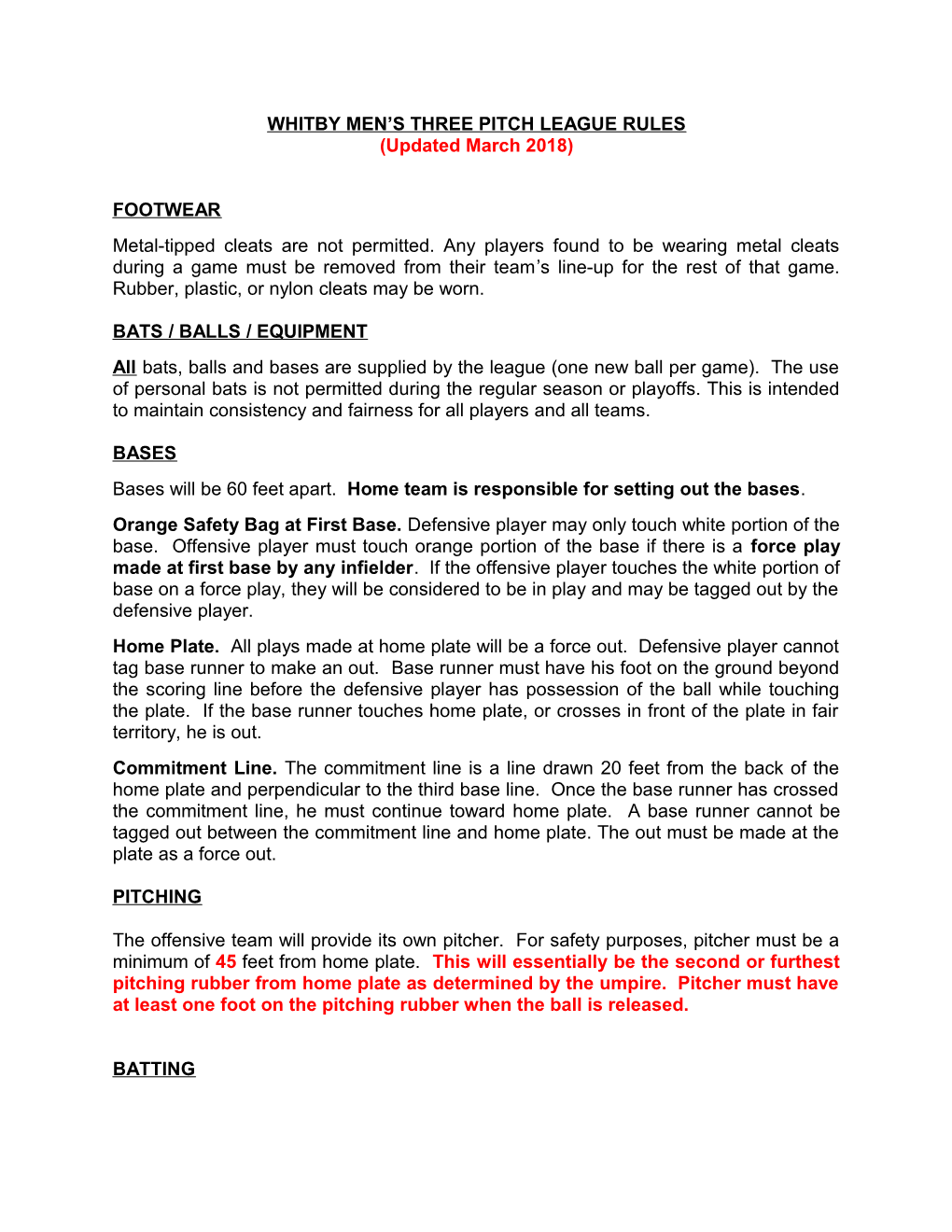 Whitby Men S Three Pitch League Rules