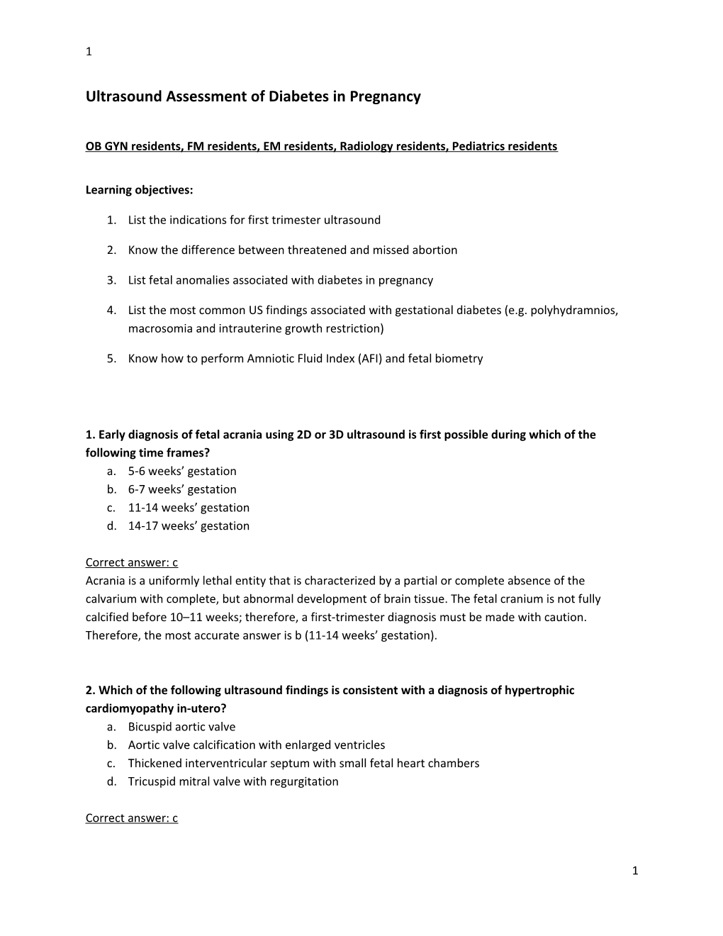 Ultrasound Assessment of Diabetes in Pregnancy