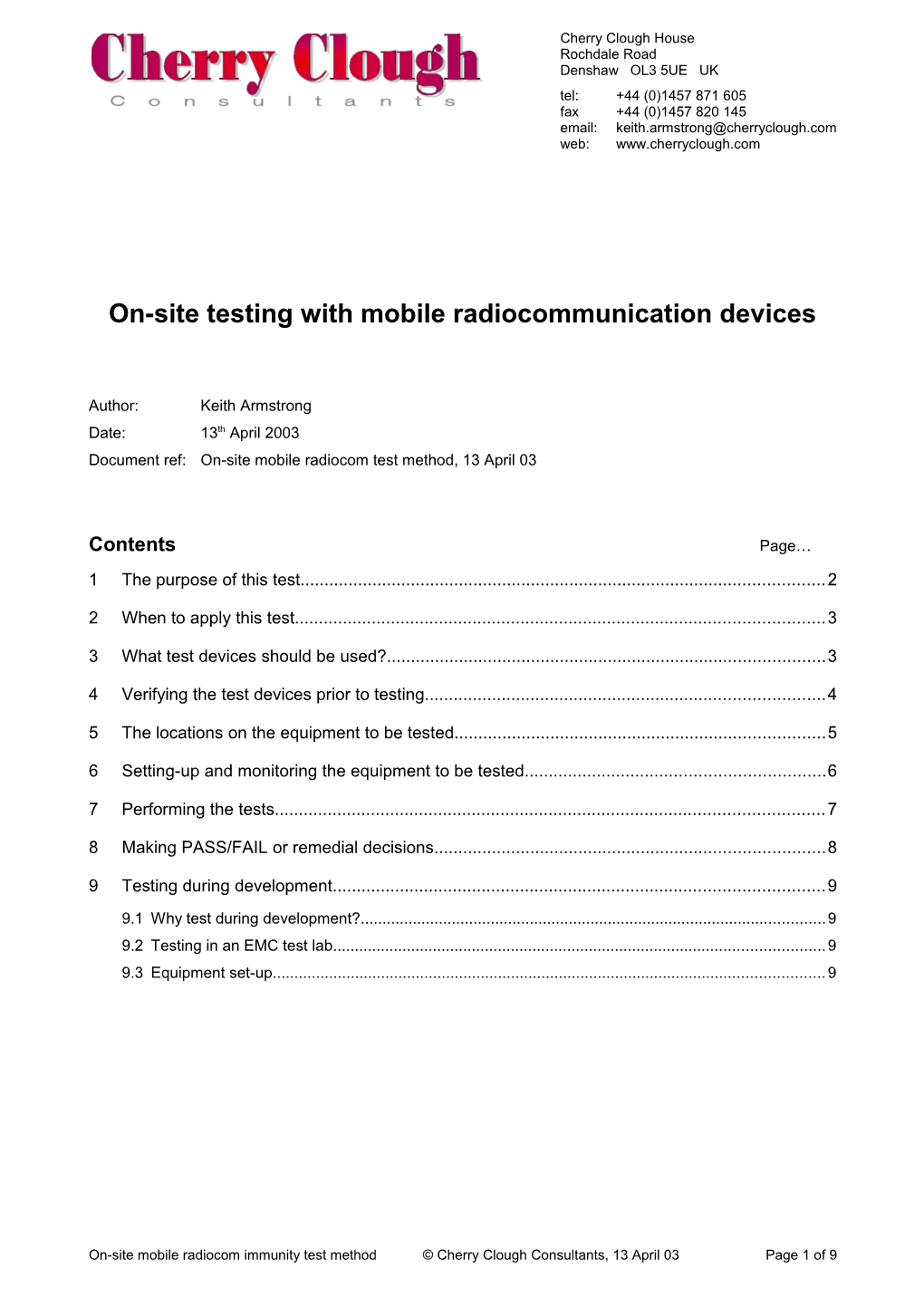 Testing Immunity to Portable Radio Transmitters