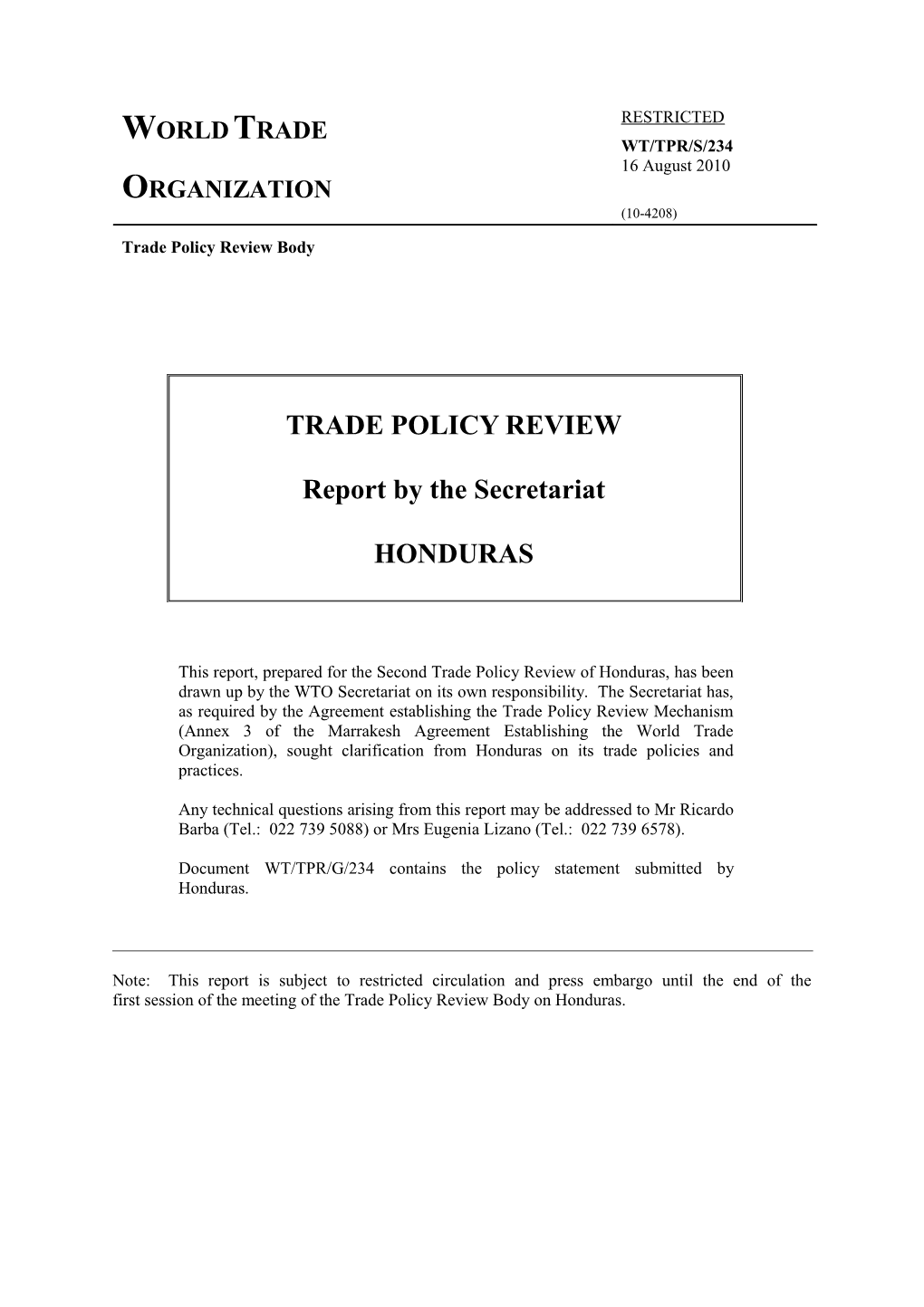 (2) Trade and Investment Policy Framework Viii