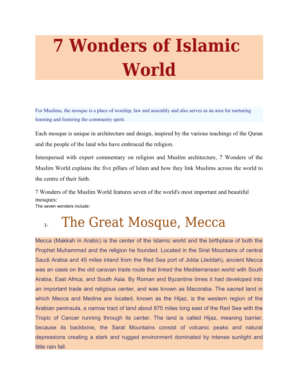 7 Wonders of Islamic