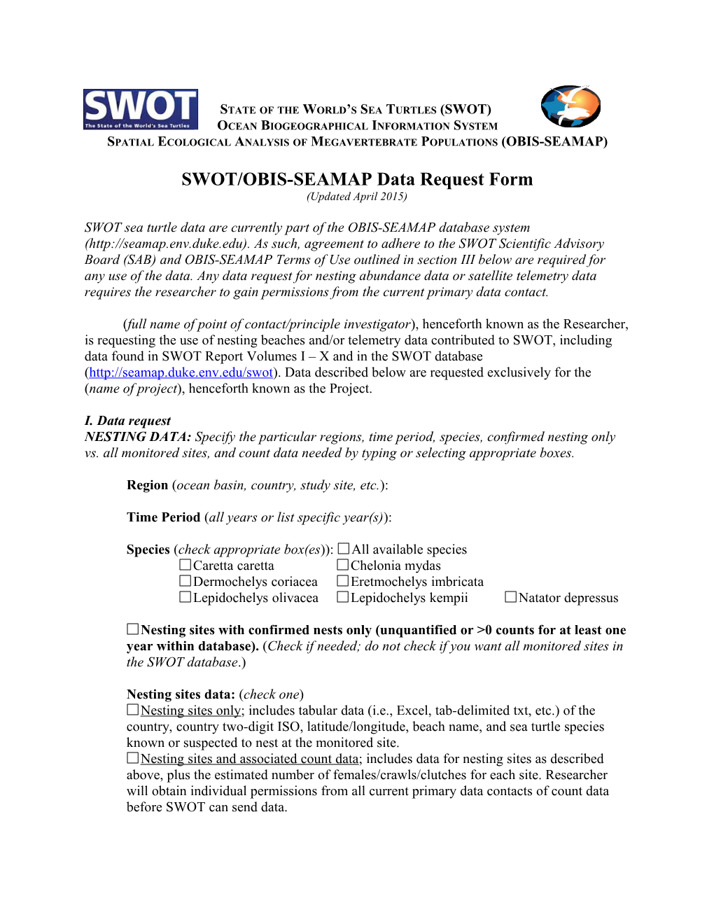 SWOT-SEAMAP Data Use Agreement
