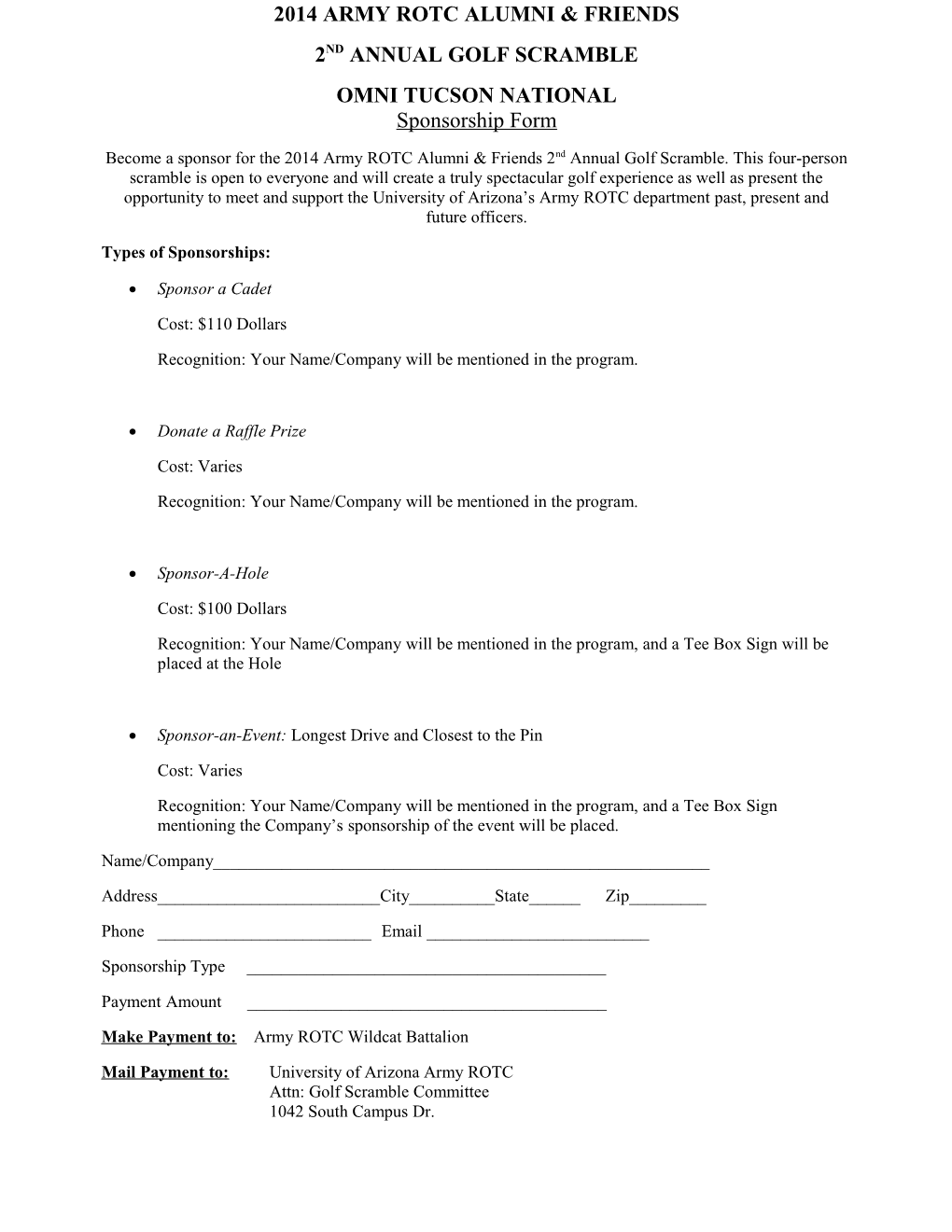 Golf Outing Registration Template