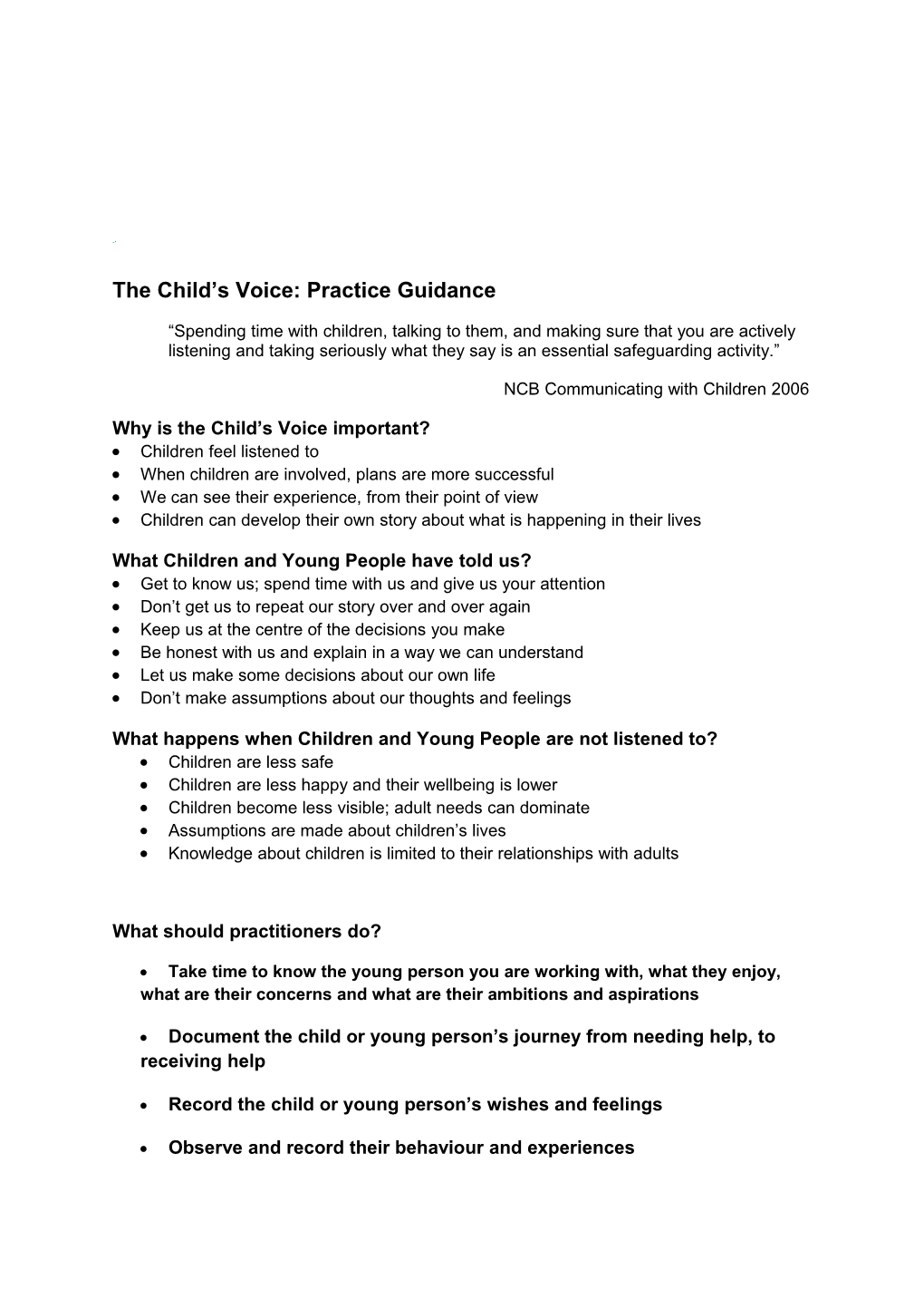 The Child S Voice: Practice Guidance