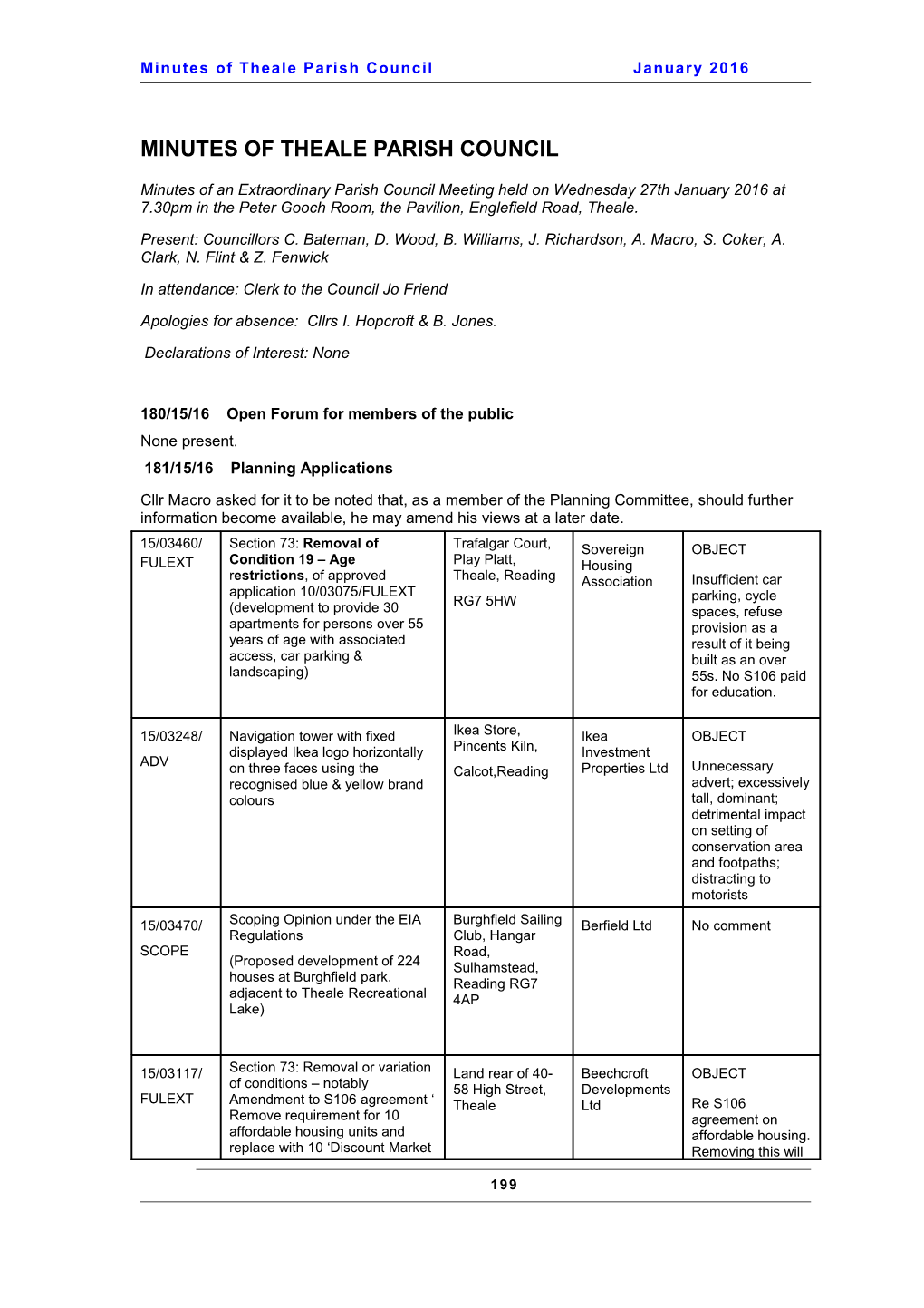 Minutes of Theale Parish Council