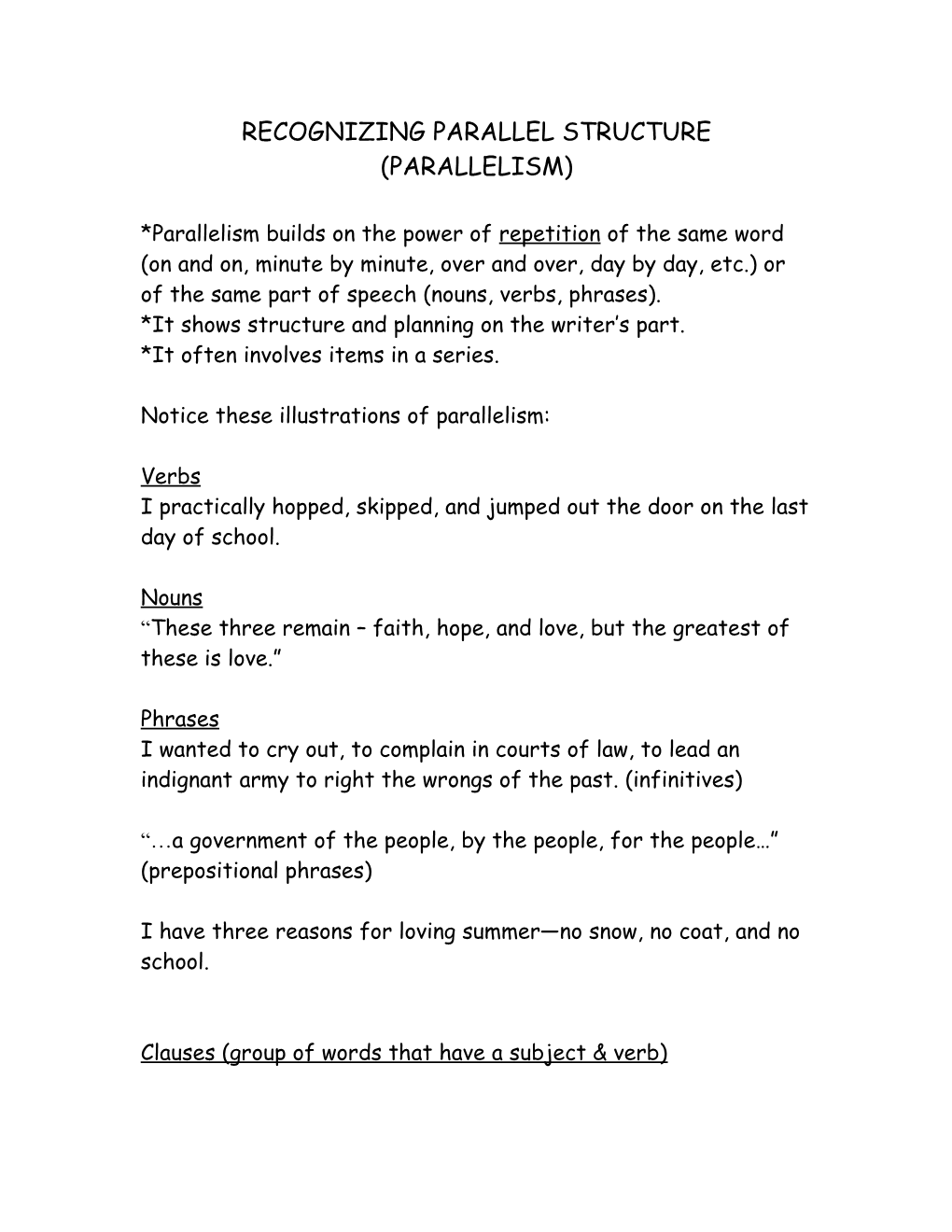 Recognizing Parallel Structure