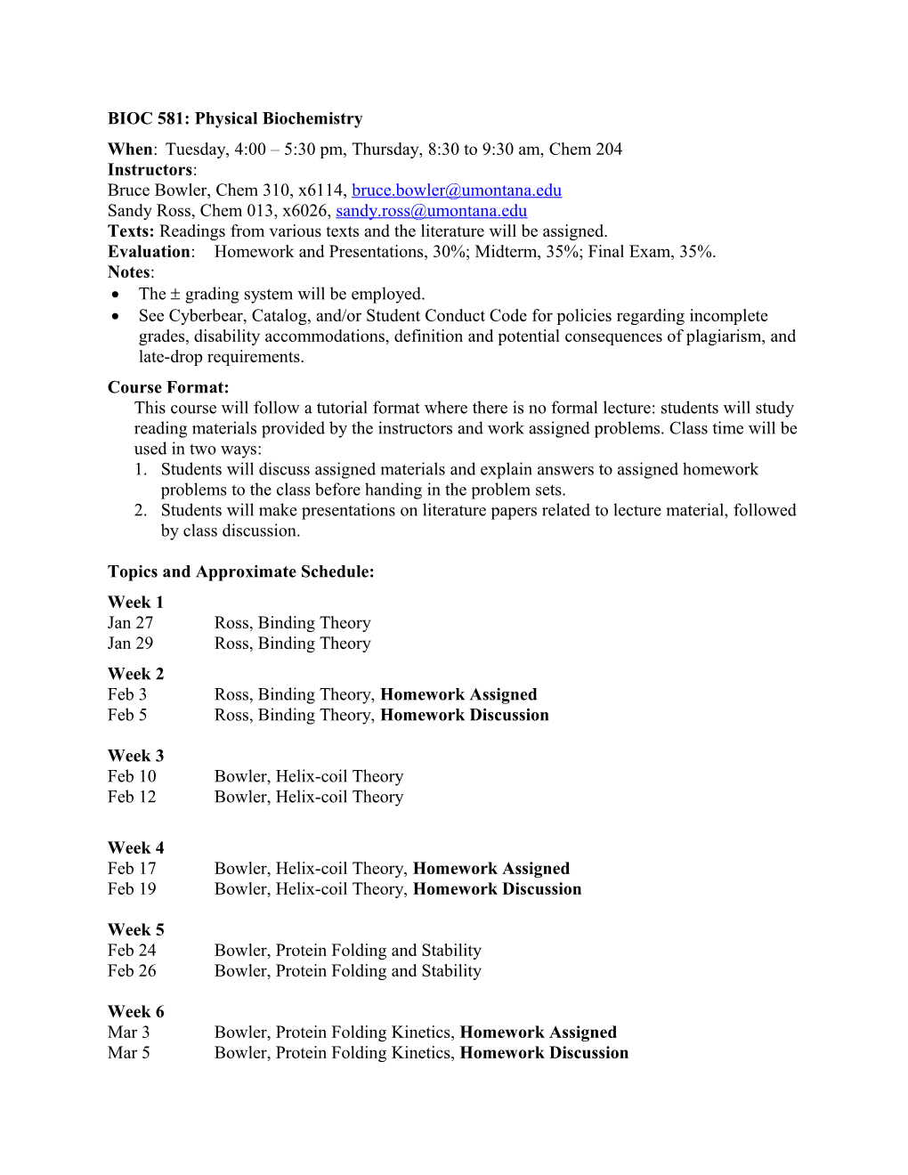 CHEM 495: Physical Biochemistry