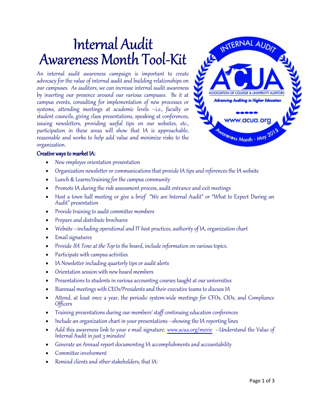 Awareness Month Tool-Kit