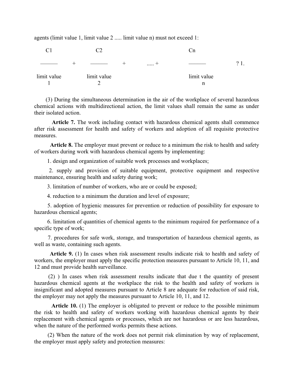 Ordinance No 13 Dated 30.12.2003 on Protection of Workers from the Risks Related to Chemical