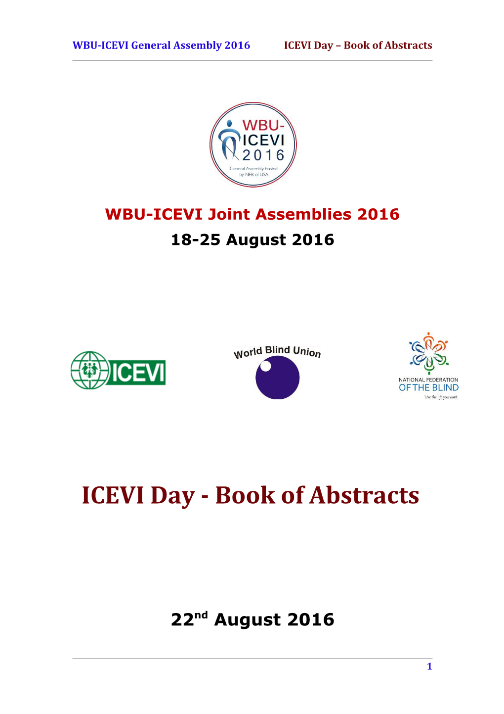 WBU-ICEVI General Assembly 2016