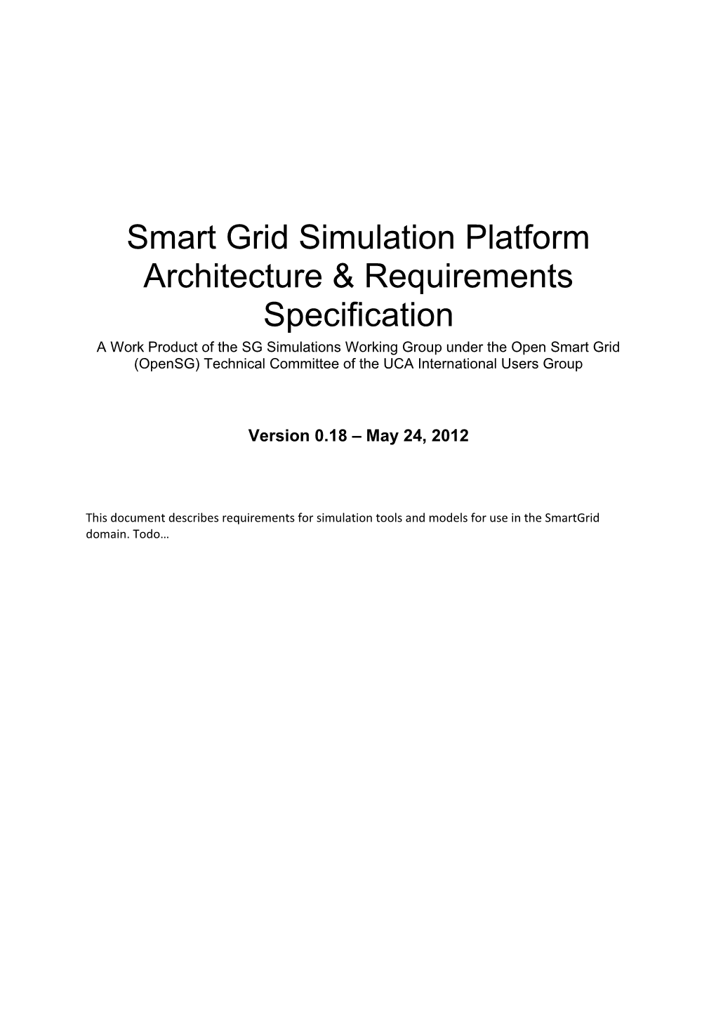 Smart Grid Simulation Platform Architecture & Requirements Specification s1
