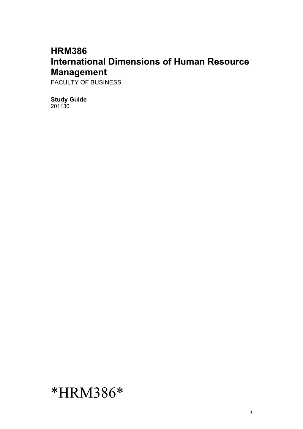 International Dimensions of Human Resource Management