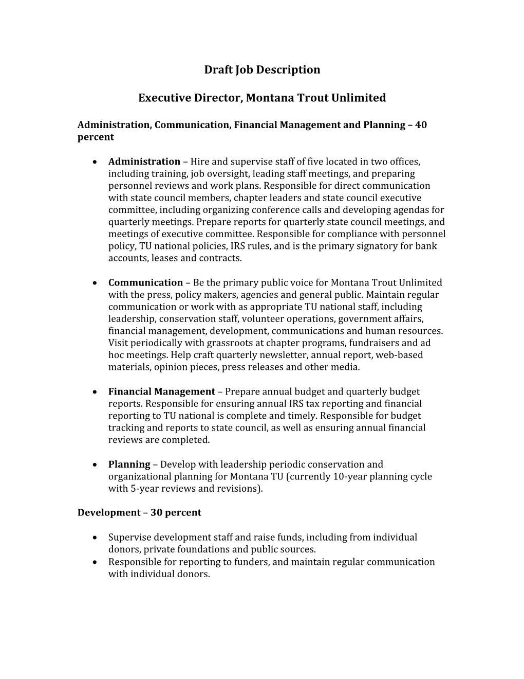 Executive Director, Montana Trout Unlimited