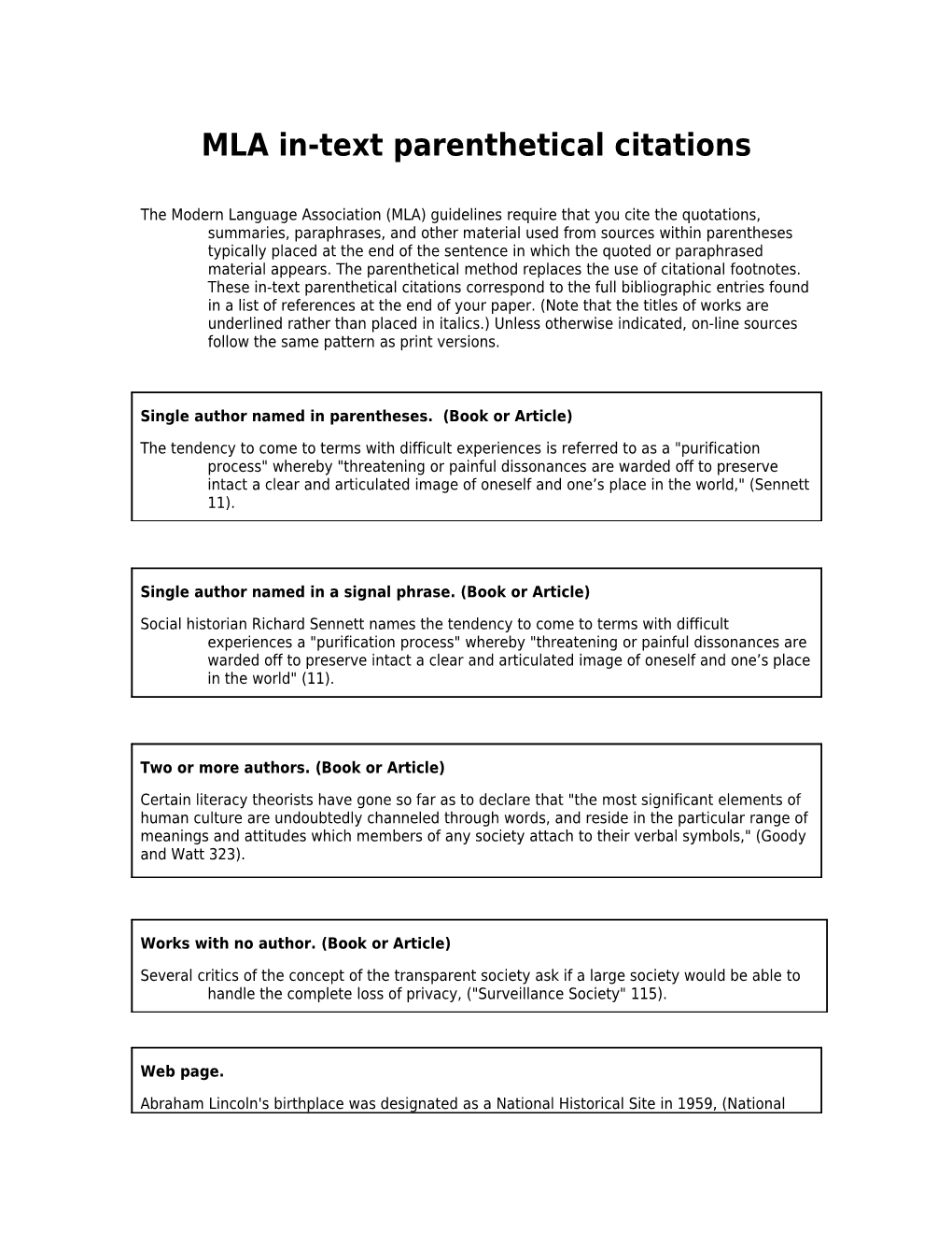 MLA In-Text Parenthetical Citations s1